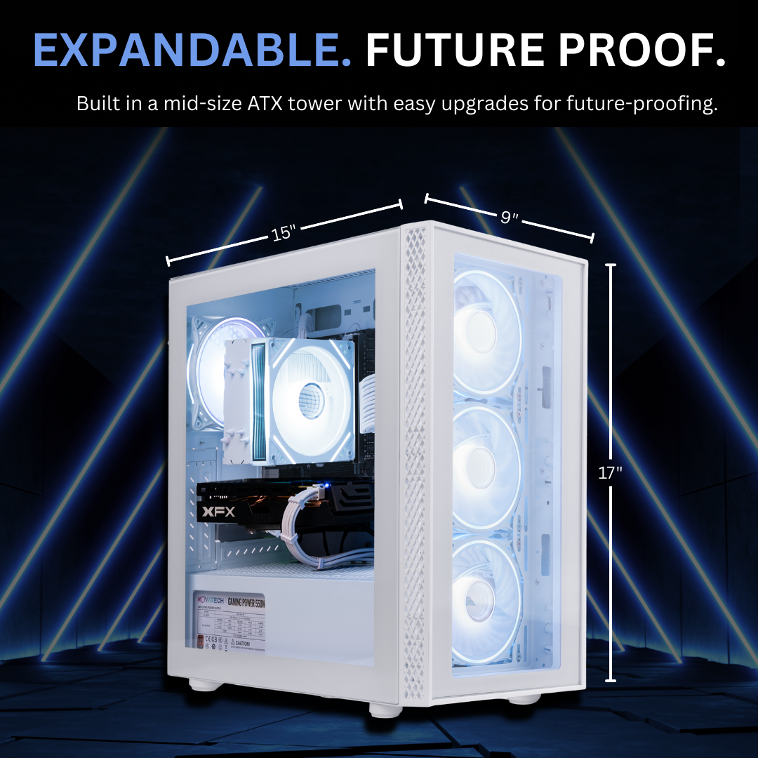 White TITAN Pro+ Arctic mid-tower with room for future upgrades